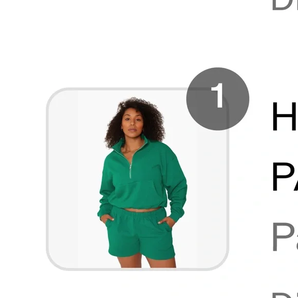 SET Active Palm Emerald Green Half Zip Sweatshirt Short and Jogger Set Large - Picture 10 of 11